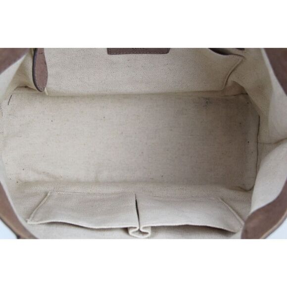 LARGE Frye TAN BROWN GENUINE LEATHER LOGO SHOULDER BAG HOBO TOTE HANDBAG PURSE - Picture 9 of 14